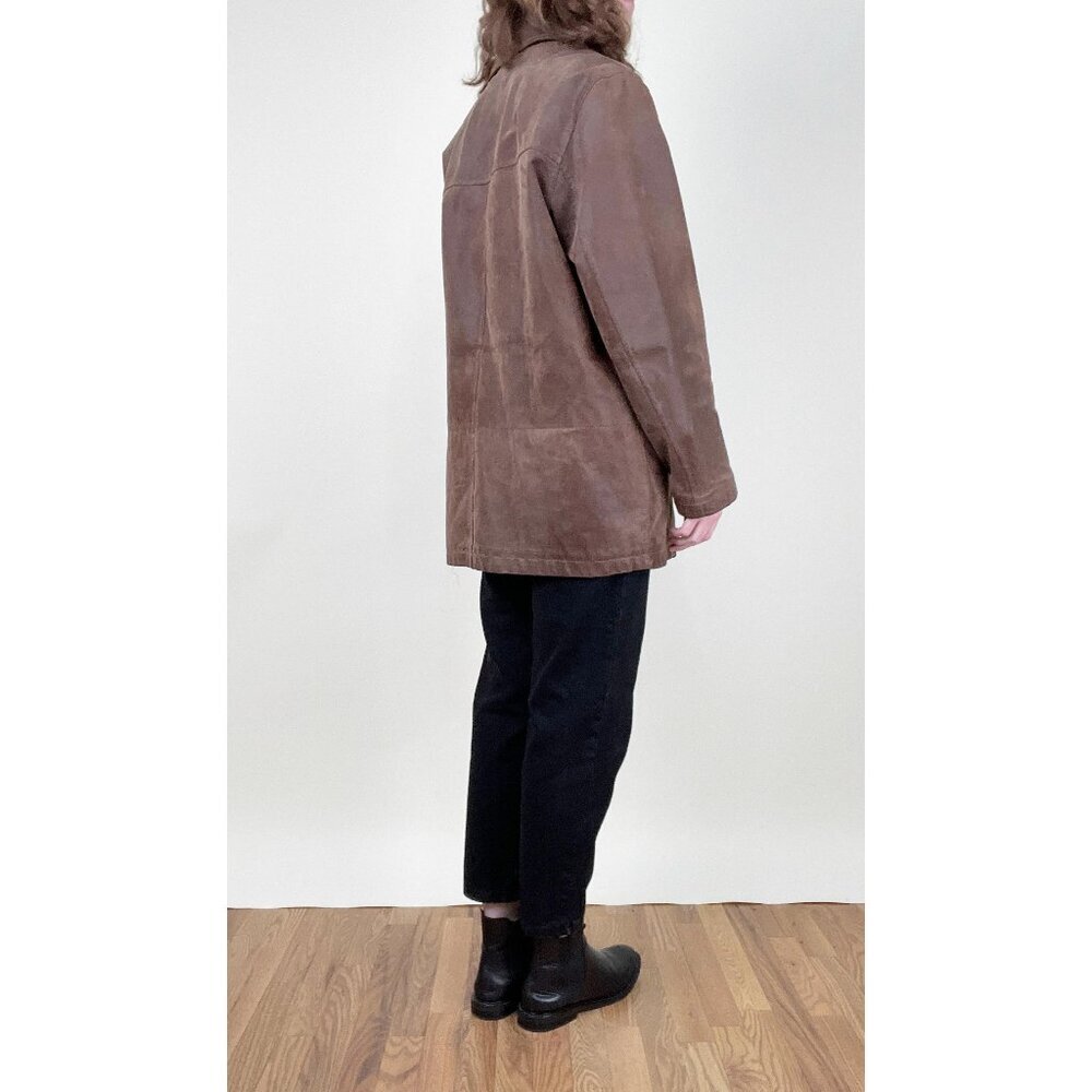 Vintage Leather Barn Coat Field Utility Jacket Oversized Farm Chore Fall Winter - Picture 5 of 12